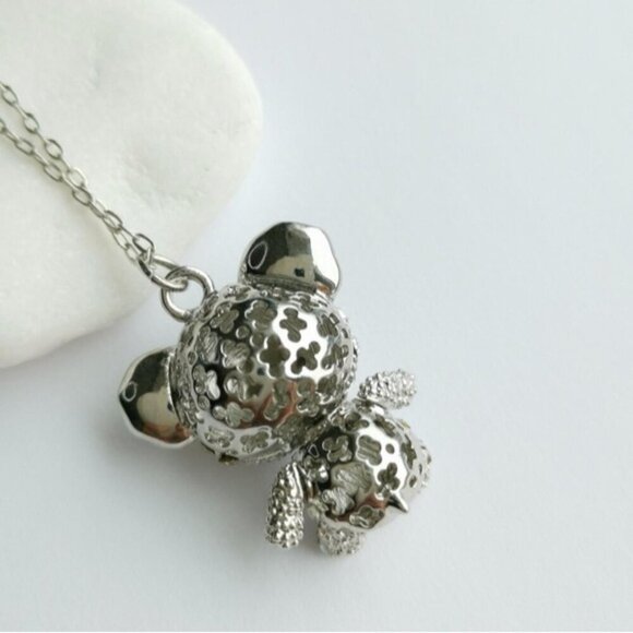 Teddy Koala Bear Pendant Necklace in Silver tone with Swarovski Crystals - Picture 4 of 7